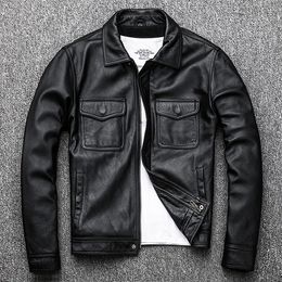Мужская кожаная куртка из искусственной кожи 7XL, зимняя повседневная черная мужская одежда из воловьей кожи, качественная кожа больших размеров 231120