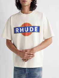 Designer Fashion Clothing Tees TShirts Rhude Summer Vintage Racer Short Sleeve T-shirt White Loose Cotton Trendy Round Neck Tops Streetwear Loose Hip hop