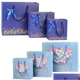 Gift Wrap 3 Size Blue Bouquet Bag Paper Bag/ Medium Size/Beige With Handle Festival Bags Lz1181 Drop Delivery Home Garden Fe Dhe4U