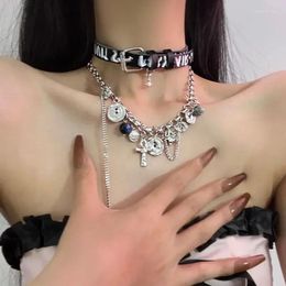 Choker Fashion Women Original Ins Punk Dark Style Cross Layered Necklace Personalized Hip-hop Splicing Trend Jewerly Accessories