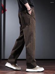 Men's Pants Autumn Baggy Straight Men Casual Coffee Cotton Cargo Korean Style Clothing Elastic Waist Loose Trousers