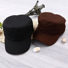 Berets Vintage Cadet Cotton Army Hat Adjustable Plain Cap