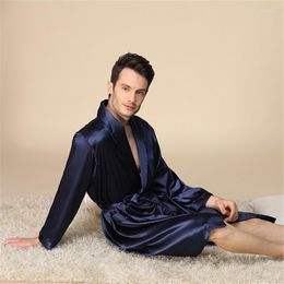 Men's Sleepwear Men's Bathrobe Single Piece Rayon Nightgown Thin Section Long Sleeve Pyjamas Sexy Bath Robe Men Kimono