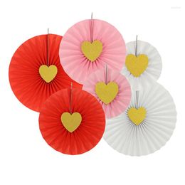 Party Decoration Zilue Hanging Paper Fans Set For Wedding Birthday Valentine's Day Love Events Accessories Of 6