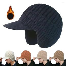 Berets Men Women Knitted Ear Protection Hat Winter Warmth Peaked Cap Outdoor Windproof Cycling Visors Baseball Beanies Hats