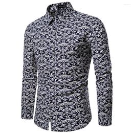 Men's Casual Shirts Vintage Man Floral Print And Blouses Long Sleeve Muscle Single Breasted Social Party T Dress Up Shirt Clothing For Men