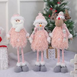 Christmas Decorations pink Santa Claus Fabric Doll Decoration Merry Ornaments Sitting Posture Standing Hanging Legs Elderly Decor 231120