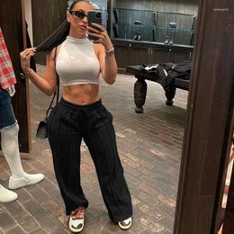 Women's Pants 2023 Autumn Latest Style Solid Simple Young Office Lady Back To The Basic High Waist Braid Women Long Wide Leg