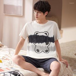 Men's Sleepwear Summer Mens Pajamas Casual Short Tops Pants Sets Pyjamas Korean Men Pijamas Homewear Fashion Hombre