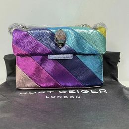 Fashion Designers Womens Kurt Geiger Bag Eagle Head Diamond London Mini Kensington Crossbody Bag Rainbow Shoulder Handbags Leather Chain Small Flap Bags With Logo