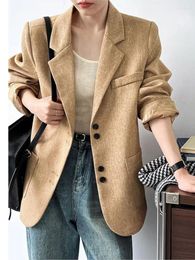 Women's Suits 2023 Autumn And Winter Vintage Textured Woven Set Jacket High End Thick Tweed Loose Suit