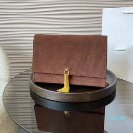 Chain Suede Fall Winter Women Designer Crossbody Envelope Shoulder Bag Flap Purse Crocodile Leather Maillard Style Gold