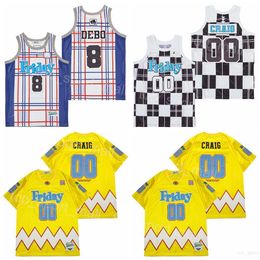 Movie Basketball Friday 00 Craig Jones Jerseys 8 Debo 1995 Retro HipHop University For Sport Fans Breathable Pure Cotton Retire Black Red Yellow Team Color Shirt