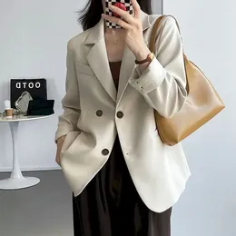 Women's Suits UNXX Korea Fashion Back Split Double Breasted Blazers Jacket Office Lady Beige Khaki Black Loose Blazer Outerwears Women