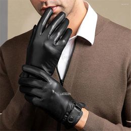 Cycling Gloves Men Winter Leather Thickened Warm Windproof PU Touch Screen Driving Autumn Motorcycle Bike Bicycle