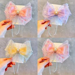 Hair Accessories 1PC Princess Pearl Wave Dot Big Lovely Bow Girl Hairpins Children Headwear Hairgrips Clips Barrettes