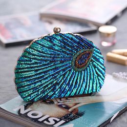 Evening Bags Evening Bags Luxury Lady Novelty Purses for Weddings Peacock Shape Design Party Clutches Blue Clutch Bag Women 231121