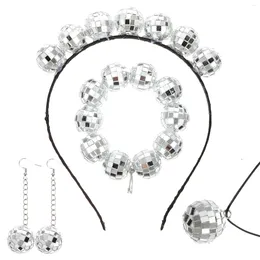 Party Decoration 1 Set Girl Necklace Bracelet Women Disco Ball Jewelries Hook Earrings Costume Accessories