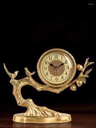 Table Clocks Chinese Brass Desk Clock Home Decoration Life Peach Craft