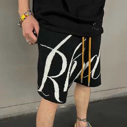 Designer Clothing short casual Correct Rhude Shorts Pocket Embossed Wool Knitted Large Letter Drawstring Casual Capris Men Couples Joggers Sportswear