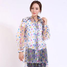 Women's Two Piece Pants Girls Colourful Porcha Printing Hooded PVC Waterproof Rainproof Jacket With Trousers Suit