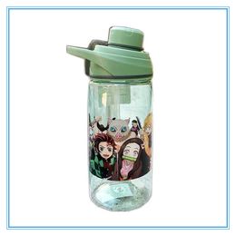 Mugs Kids Water Sippy Cup Creative Cartoon with Straws Leakproof Water Bottles Outdoor Portable Demon Slayer Tanjiro Nezuko Z0420