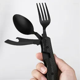 Dinnerware Sets Camping Meal Cutting Detachable 3-in-1 Utensils Fork Spoon Portable Stainless Steel Accessories Hiking Cutlery