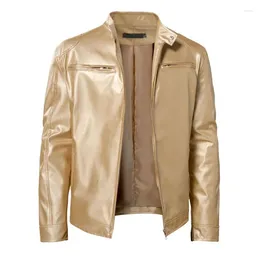 Men's Jackets 2023 Fashion Performance Dress Sequin Leather Jacket Nightclub Standing Collar