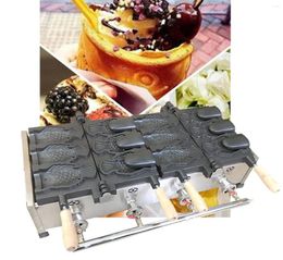 Bread Makers Gas Type 6 PCS Big Taiyaki Machine Ice Cream Maker Fish Cone Waffle