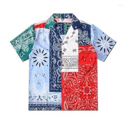 Men's Casual Shirts Summer Men Nation Flower Print Shirt Lovers Fashion Short Sleeve Cool Thin Loose Hawaiian Beach Harajuku Lapel