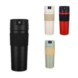 Water Bottles 480Ml Portable Couple Cup Smart Temperature Display Stainless Steel Mug Insulated Bottle Home Office Drinkware Black