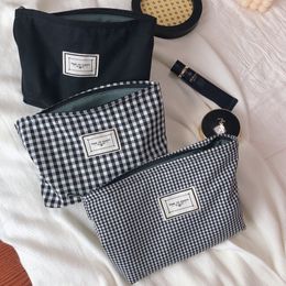 Cosmetic Bags Cases Cotton Makeup For Plaid Large Cosmetics Pouch Necesserie Make Up Organizer Beauty Storage Woman Men Travel Toiletry 230421