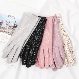 Five Fingers Gloves Female Mid-long Summer Cotton Autumn Thin Touch Screen Driving Sunscreen Sleeve For Women Guantes