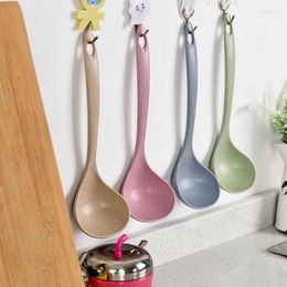 Spoons Wooden Ladle Soup Porridge Spoon Wheat Straw For Eating Mixing Stirring Cooking Kitchen Tableware Tool