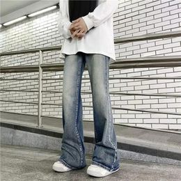 Men's Jeans Autumn Wash Men Loose American Retro High Street Straight Tube Micro-flared Pants