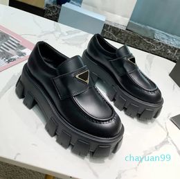 With Box Monolith Black Leather Loafers Shoes For Woman Moccasins Patent Matte Loafer Chunky Sole Lace-ups Sneaker Thick Bottom Casual Trainer
