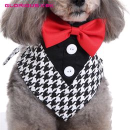 Dog Collars GLORIOUS KEK Tuxedo Wedding Formal Bandana With Bow Tie&Neck Tie Designs Slip-Over-The Collar Pet S/M/L