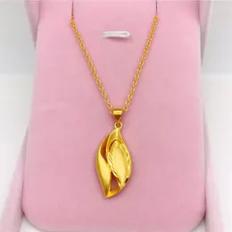 Choker Vietnamese Hard Gold Necklace Women's Long Lasting Copper Plated Imitation Ornament Leaf Pendant Euro Fine Collar Chain