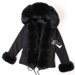 Women's Down Parkas maomaokong Black fur Collar winter coat women jacket Natural Fur Bunny Lined Jacket Coats 231121