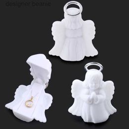 Jewelry Stand 1Piece White Jewelry Box ly Angel Velvet wedding Ring box Necklace Display Box Gift box Container Case for Jewelry PackagingL231121