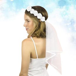 Decorative Flowers Veil Bridal Bride Bachelorette Short Special Even Prom Girl Women Accessory Present White Wedding Party Supplies