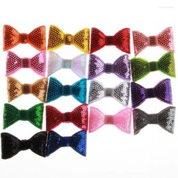 Hair Accessories 200PCS 5CM Fashion Shiny Sequin Bows For Girls Appliques Bow Headbands Cloth Head