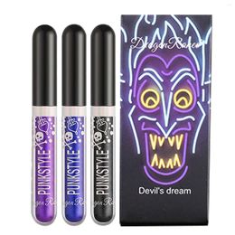 Lip Gloss Glitter Set 3 PCS Halloween Diamond Liquid Lipsticks Shiny Stain Long Lasting