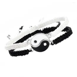 Charm Bracelets 2pcs Tai Chi Yin Yang Couple For Women Men Adjustable Braided Rope Chain Bracelet Lover Jewelry BFF Friendship