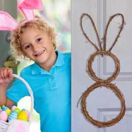 Decorative Flowers Foldable Easter Garlands DIY Rattan Circle Front Door Garland Charms Wall Pendants Ornaments Gifts Home Decor For Indoor