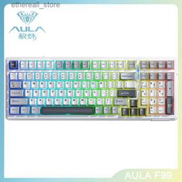 Keyboards AULA F99 Wireless Bluetooth Mechanical Keyboard Gasket PBT Keycaps Hot Swappable ABS PC RF4 Plate Customization Gaming Keyboards Q231121