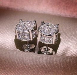 Charm Choucong Hip Hop Stud Earring Vintage Jewellery 925 Sterling Silver Yellow Gold Fill Pave White Sapphire CZ Diamond Sparkling Women Men with box 86ess