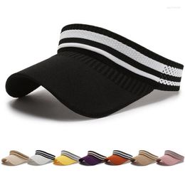 Wide Brim Hats Summer Tennis Female Sun Casual Style Empty Top Polyester Adjustable Head Circumference Uv Protection Women Beach Visor Eger2