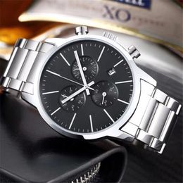 Men luxury designer Automatic quartz chronograph watch Mens auto 6 hands stainless band Watches C1