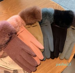 Designer gloves touch screen gloves winter plush and thick windproof plush